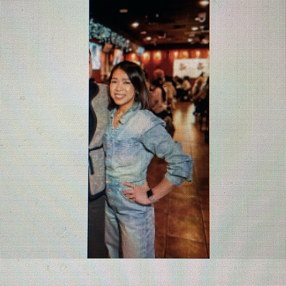 Zara denim jumpsuit with button front flare ankle - Picture 2 of 10